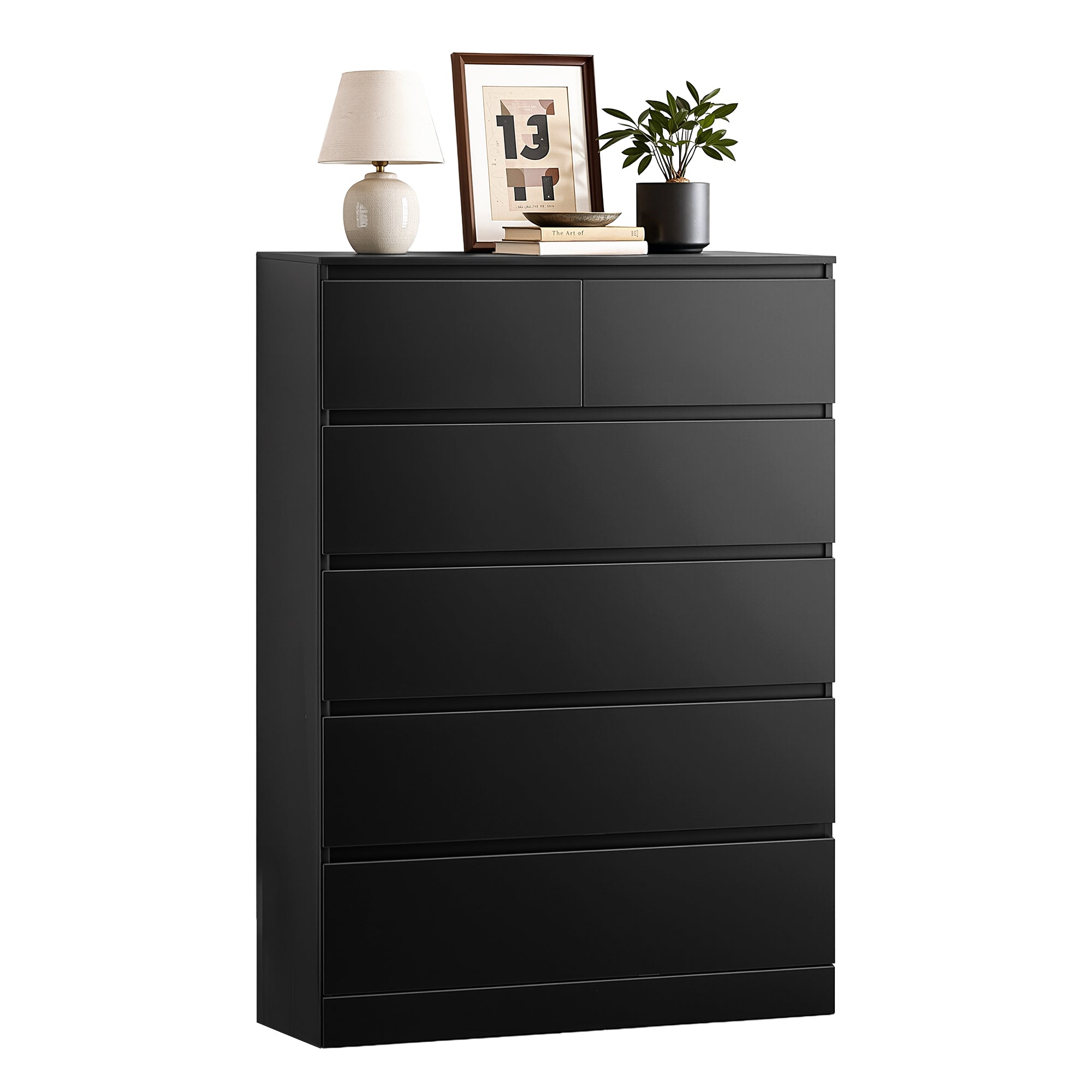 Artiss 6 Chest of Drawers Tallboy PEPE Black-Furniture > Bedroom > Dressers-PEROZ Accessories