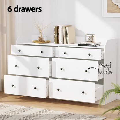 Artiss 6 Chest of Drawers - PETE White-Furniture &gt; Bedroom-PEROZ Accessories
