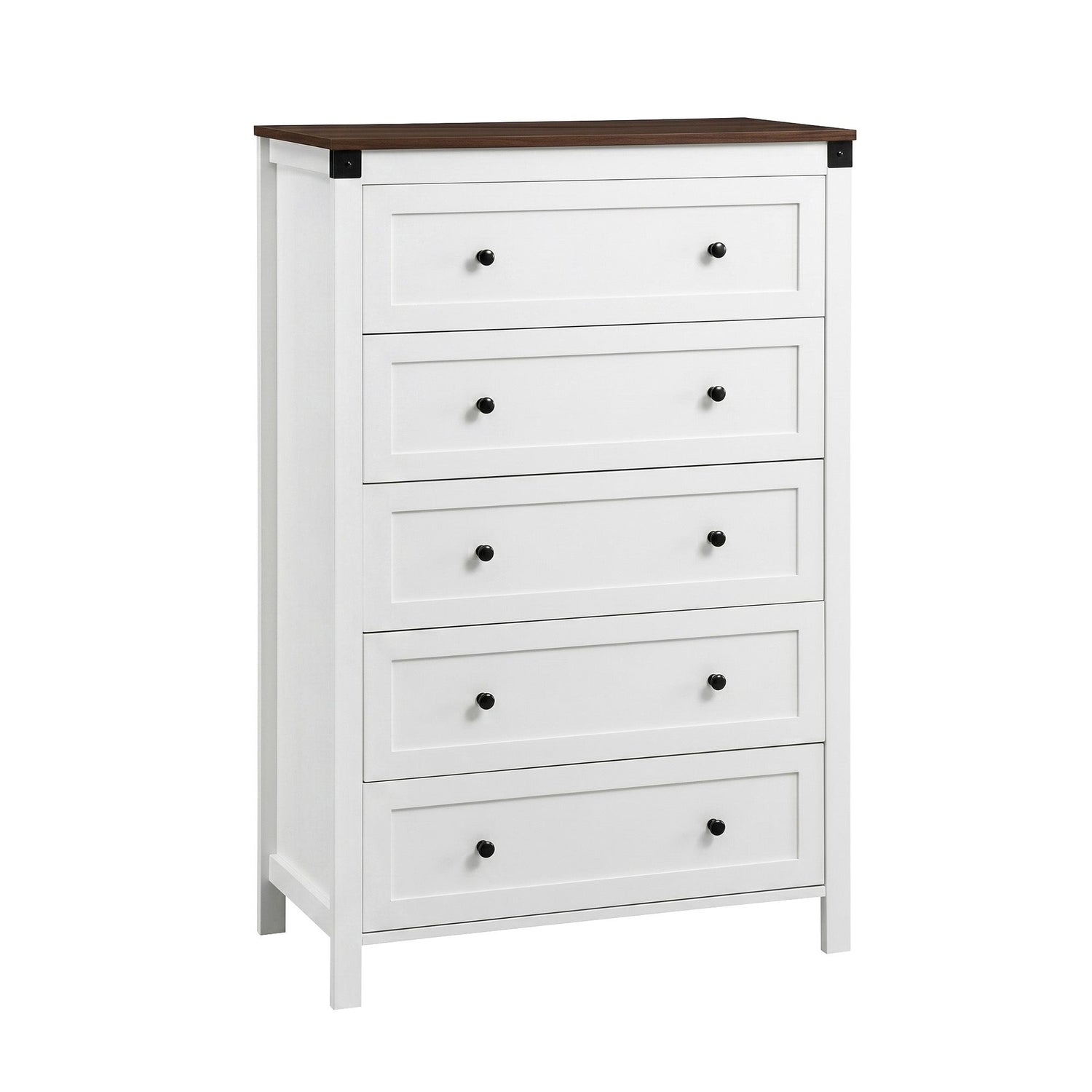 Artiss 5 Chest of Drawers Storage Tallboy White &amp; Walnut