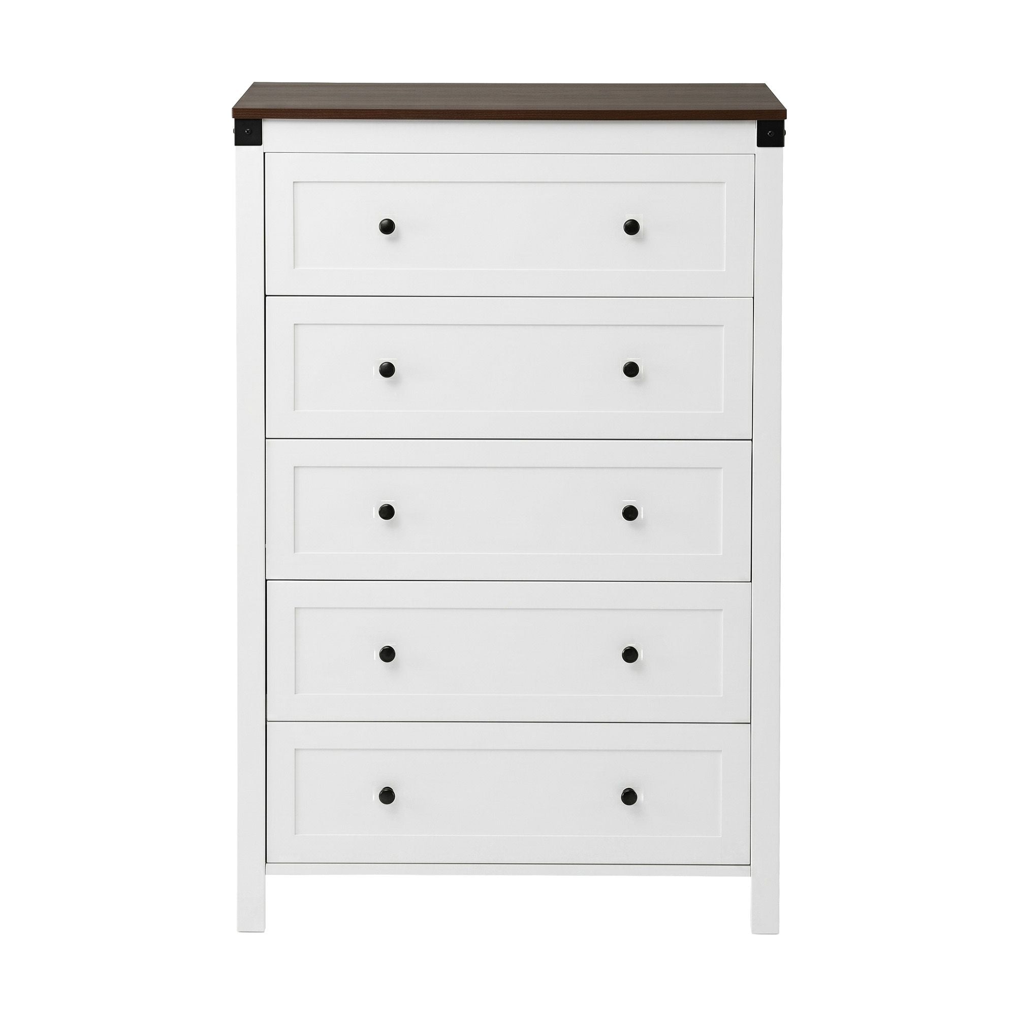 Artiss 5 Chest of Drawers Storage Tallboy White &amp; Walnut