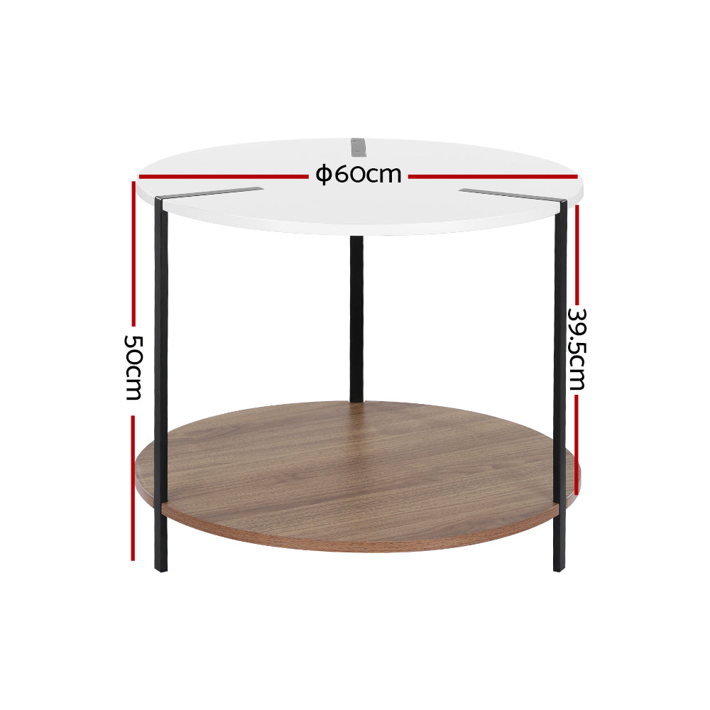 Artiss Coffee Table Side Table Round White Cedric-Furniture &gt; Living Room-PEROZ Accessories