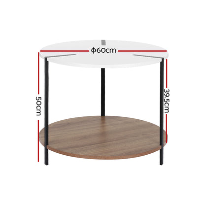 Artiss Coffee Table Side Table Round White Cedric-Furniture &gt; Living Room-PEROZ Accessories