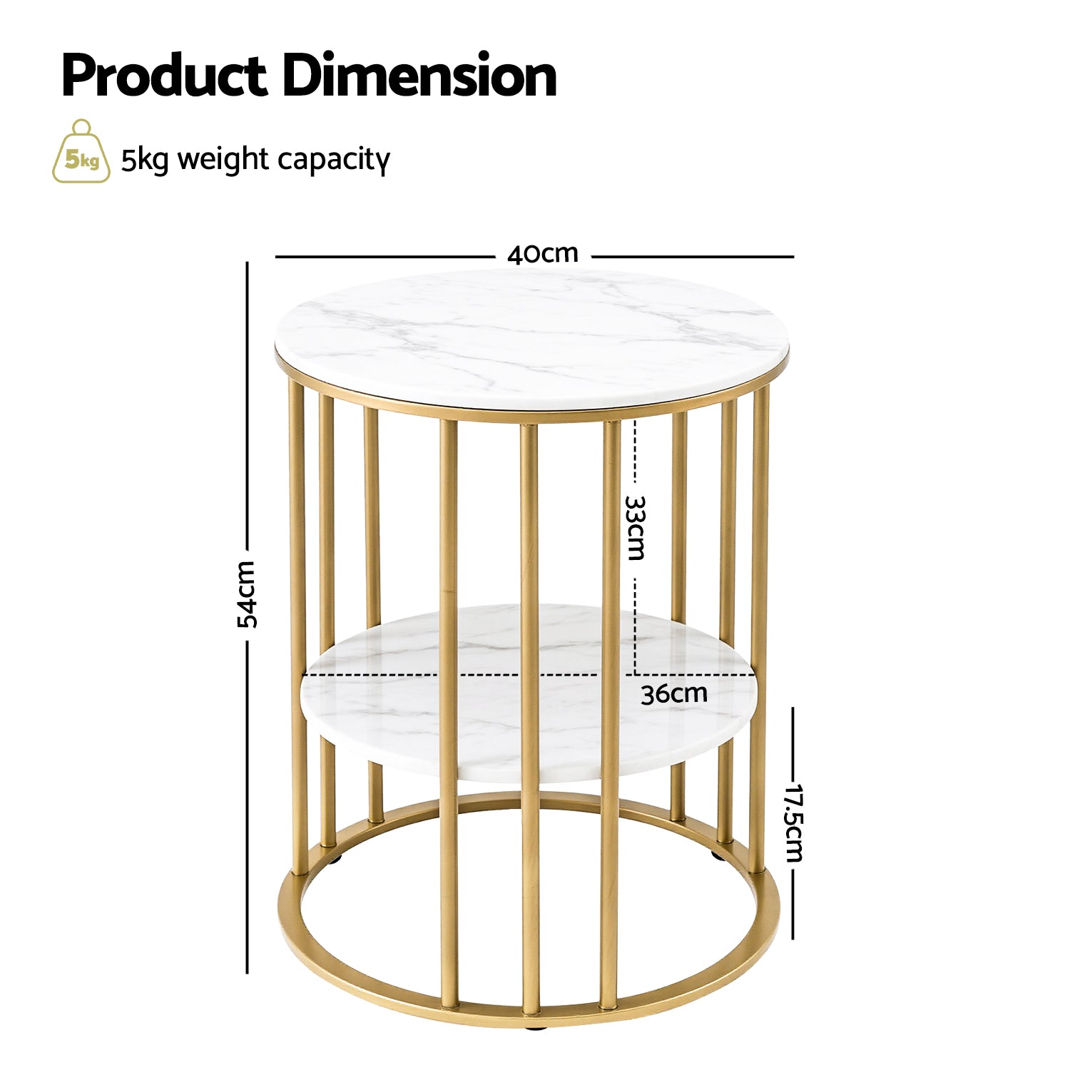 Artiss Coffee Table 2-Tier Round Marble Effect White&amp;Gold-Furniture &gt; Living Room &gt; Coffee Tables-PEROZ Accessories
