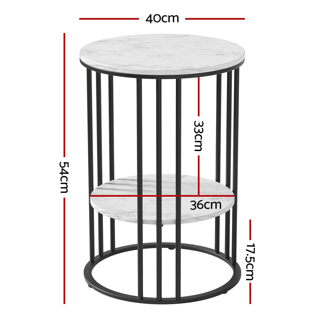 Artiss Set of 2 Side Table Coffee Table 2-Tier Round Marble Effect-Furniture > Living Room > Coffee Tables-PEROZ Accessories