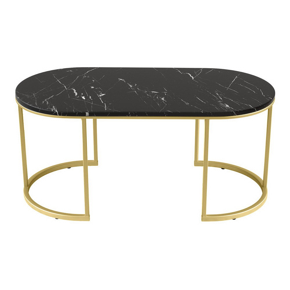 Artiss Coffee Table Marble Effect Black-Furniture &gt; Living Room-PEROZ Accessories
