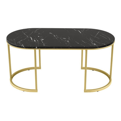 Artiss Coffee Table Marble Effect Black-Furniture &gt; Living Room-PEROZ Accessories