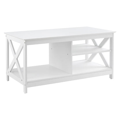 Artiss Coffee Table Storage Shelf White-Furniture &gt; Living Room &gt; Coffee Tables-PEROZ Accessories