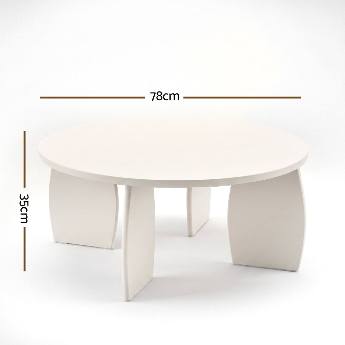 Artiss Round Coffee Table High-Gloss Center Table Minimalist Living Room Furniture 78x35cm Cream White-Furniture > Living Room > Coffee Tables-PEROZ Accessories