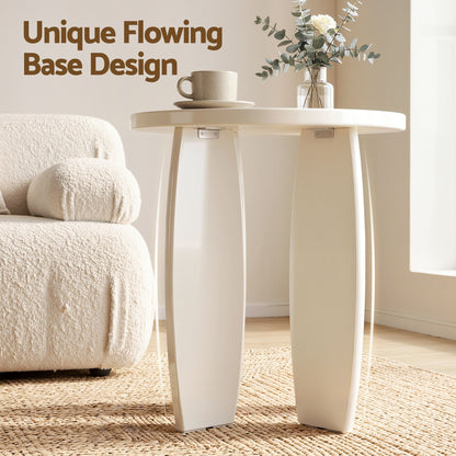 Artiss Coffee Table Set of 2 High Gloss Round Side Bedside Table Wood Living Room Cream