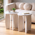 Artiss Round End Table Set Of 2 High-Gloss Coffee Table Bedside Nightstand 40x45cm Cream white-Furniture > Living Room > Coffee Tables-PEROZ Accessories