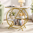 Artiss Side Table Marble Finish Coffee Table Nightstand Storage Shelf White&Gold-Furniture > Living Room > Coffee Tables-PEROZ Accessories