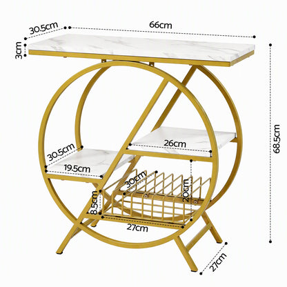 Artiss Side Table Marble Finish Coffee Table Nightstand Storage Shelf White&amp;Gold-Furniture > Living Room > Coffee Tables-PEROZ Accessories