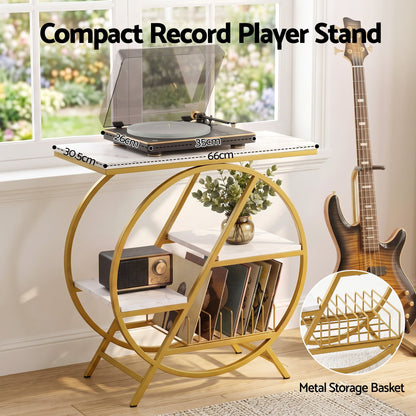 Artiss Side Table Marble Finish Coffee Table Nightstand Storage Shelf White&amp;Gold-Furniture > Living Room > Coffee Tables-PEROZ Accessories