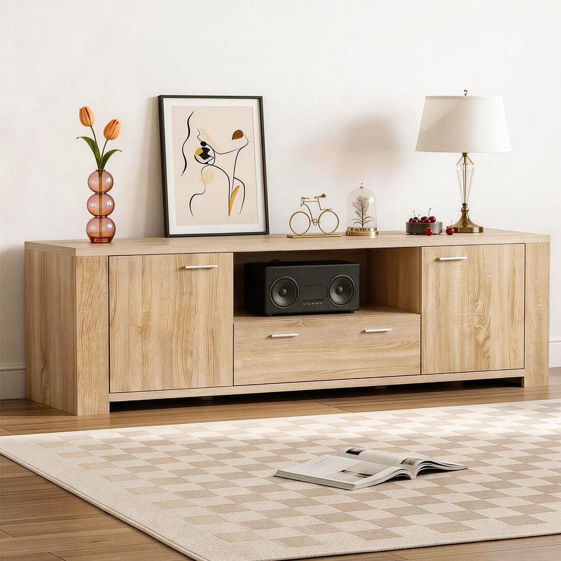 Artiss 180cm TV Unit Entertainment Unit Storage Drawer Cabinet Pine-Furniture > Living Room > TV Units-PEROZ Accessories