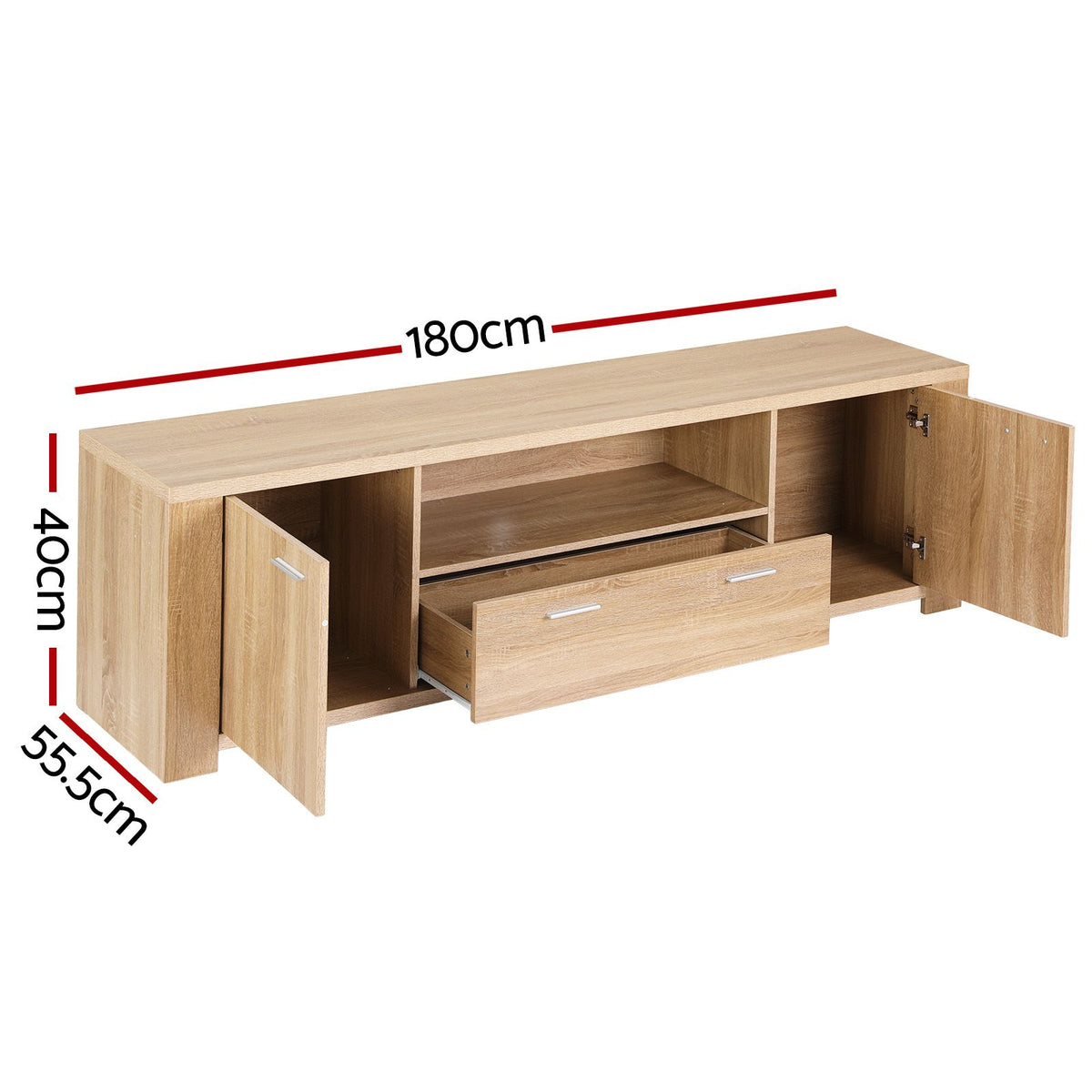 Artiss 180cm TV Unit Entertainment Unit Storage Drawer Cabinet Pine-Furniture > Living Room > TV Units-PEROZ Accessories