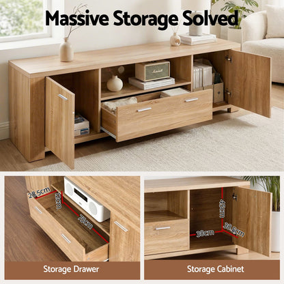 Artiss 180cm TV Unit Entertainment Unit Storage Drawer Cabinet Pine-Furniture > Living Room > TV Units-PEROZ Accessories