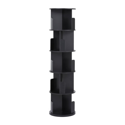 Artiss 5 Tiers Bookshelf Swivel Bookcase Display Shelves Stand Round Black-Furniture > Living Room > Bookcases &amp; Shelves-PEROZ Accessories