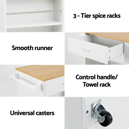Artiss Kitchen Island Trolley Rolling Serving Cart-Furniture > Dining > Kitchen &amp; Dining Trolleys-PEROZ Accessories