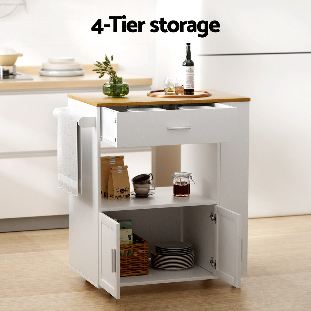 Artiss Kitchen Island Trolley Rolling Serving Cart-Furniture &gt; Dining &gt; Kitchen &amp; Dining Trolleys-PEROZ Accessories