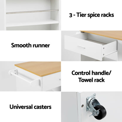 Artiss Kitchen Island Trolley Rolling Serving Cart-Furniture &gt; Dining &gt; Kitchen &amp; Dining Trolleys-PEROZ Accessories