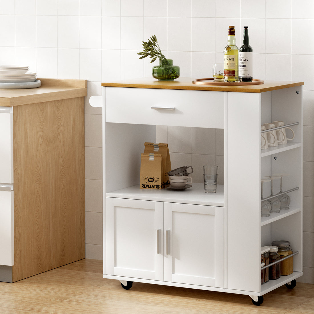 Artiss Kitchen Island Trolley Rolling Serving Cart-Furniture &gt; Dining &gt; Kitchen &amp; Dining Trolleys-PEROZ Accessories