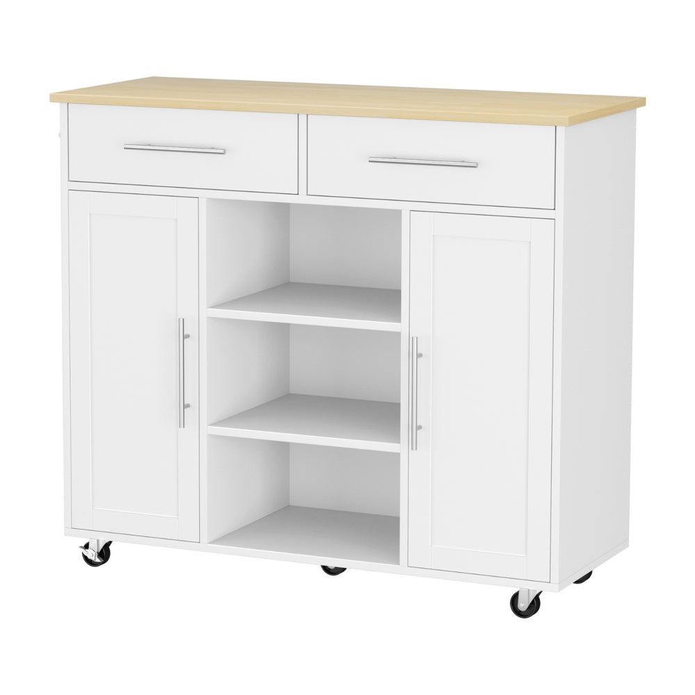 Artiss Kitchen Island Trolley Rolling Serving Cart Storage Drawer Cabinet 100cm White-Tools &gt; Tools Storage &gt; Work Benches-PEROZ Accessories