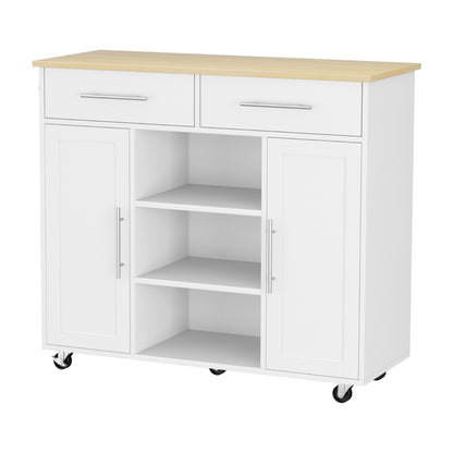 Artiss Kitchen Island Trolley Rolling Serving Cart Storage Drawer Cabinet 100cm White-Tools &gt; Tools Storage &gt; Work Benches-PEROZ Accessories