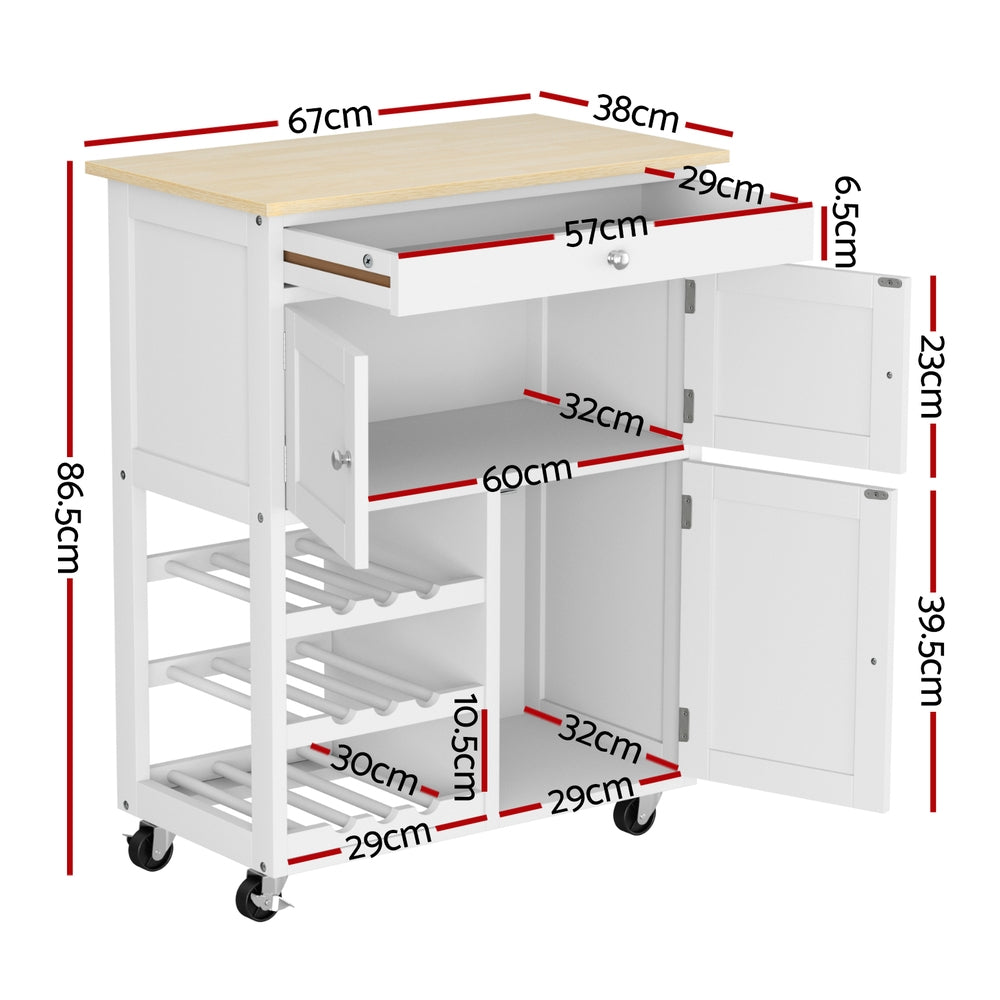Artiss Kitchen Island Trolley Rolling Serving Cart Storage Cart Drawer Cupboard-Tools &gt; Tools Storage &gt; Work Benches-PEROZ Accessories
