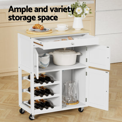 Artiss Kitchen Island Trolley Rolling Serving Cart Storage Cart Drawer Cupboard-Tools &gt; Tools Storage &gt; Work Benches-PEROZ Accessories