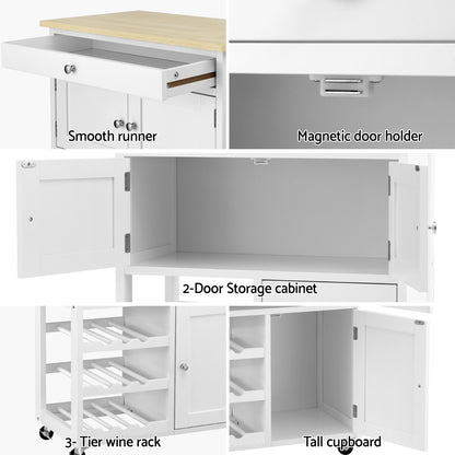 Artiss Kitchen Island Trolley Rolling Serving Cart Storage Cart Drawer Cupboard-Tools &gt; Tools Storage &gt; Work Benches-PEROZ Accessories