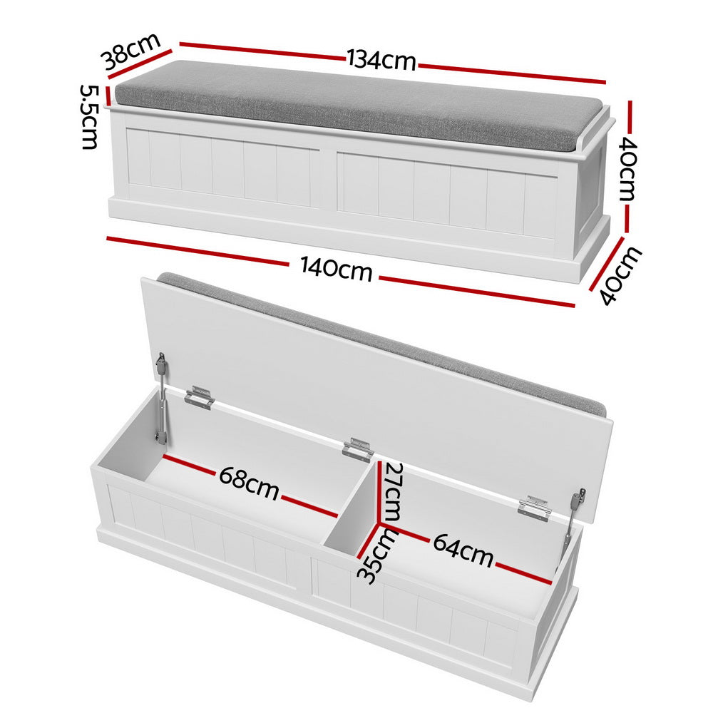 Artiss Storage Ottoman Blanket Box 140cm Fluted Grey-Furniture &gt; Living Room-PEROZ Accessories