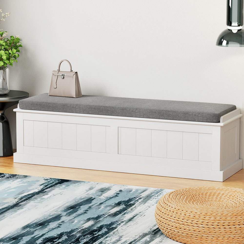 Artiss Storage Ottoman Blanket Box 140cm Fluted Grey-Furniture &gt; Living Room-PEROZ Accessories