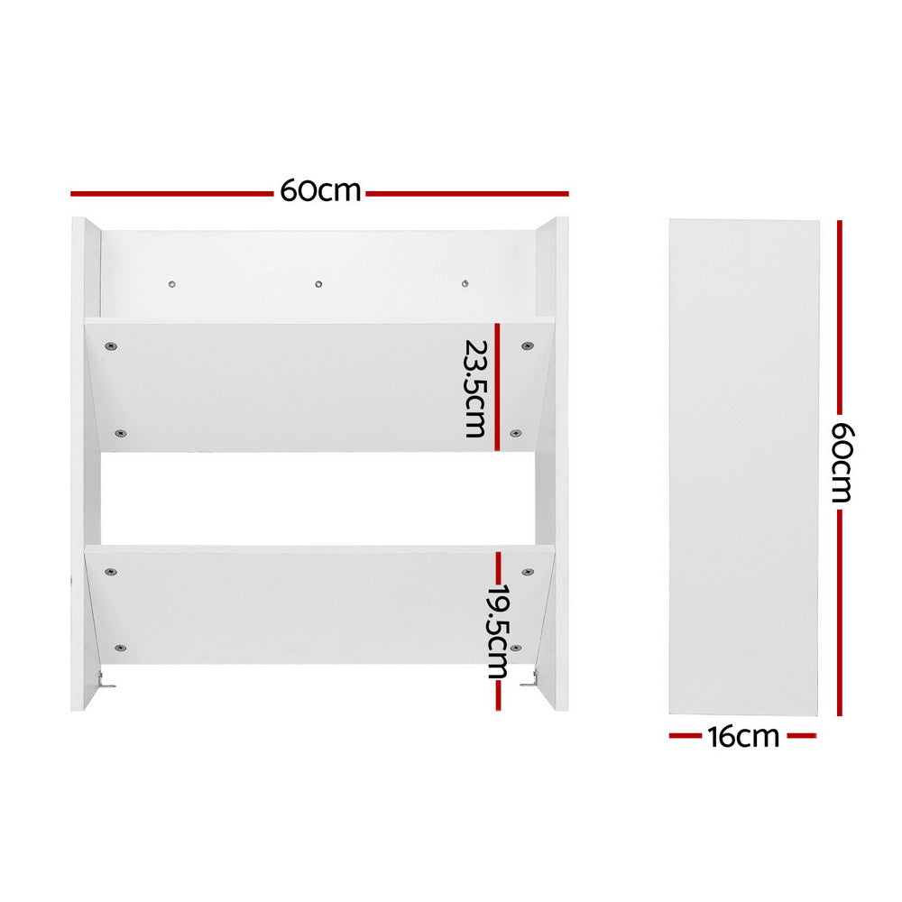 Artiss Shoe Rack 2-tier 12 Pairs Wall Mounted x2 - White-Furniture &gt; Bedroom-PEROZ Accessories