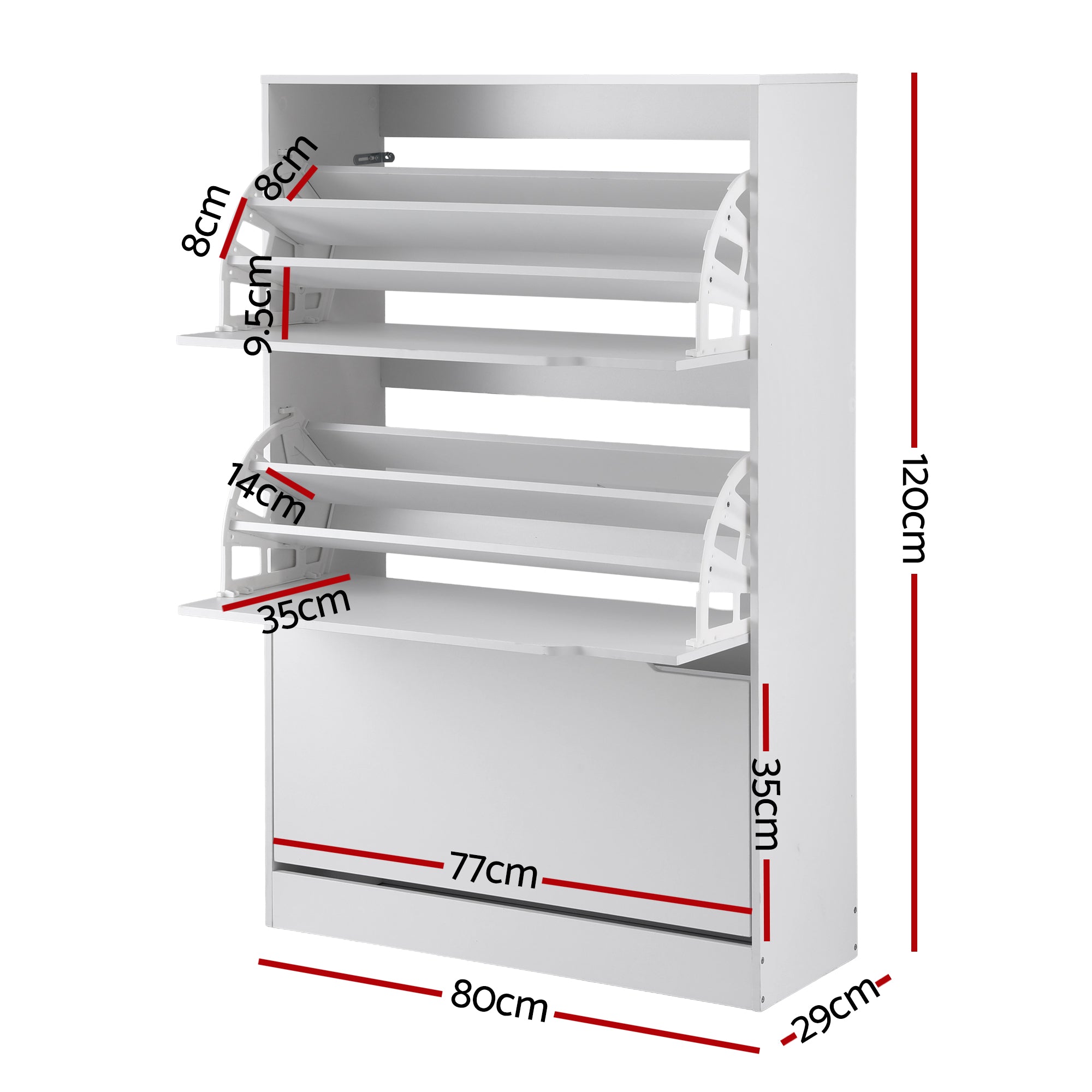 Artiss Shoe Rack Cabinet 24 Pairs Adjustable Shelf White-Furniture > Living Room > Shoe Storage-PEROZ Accessories