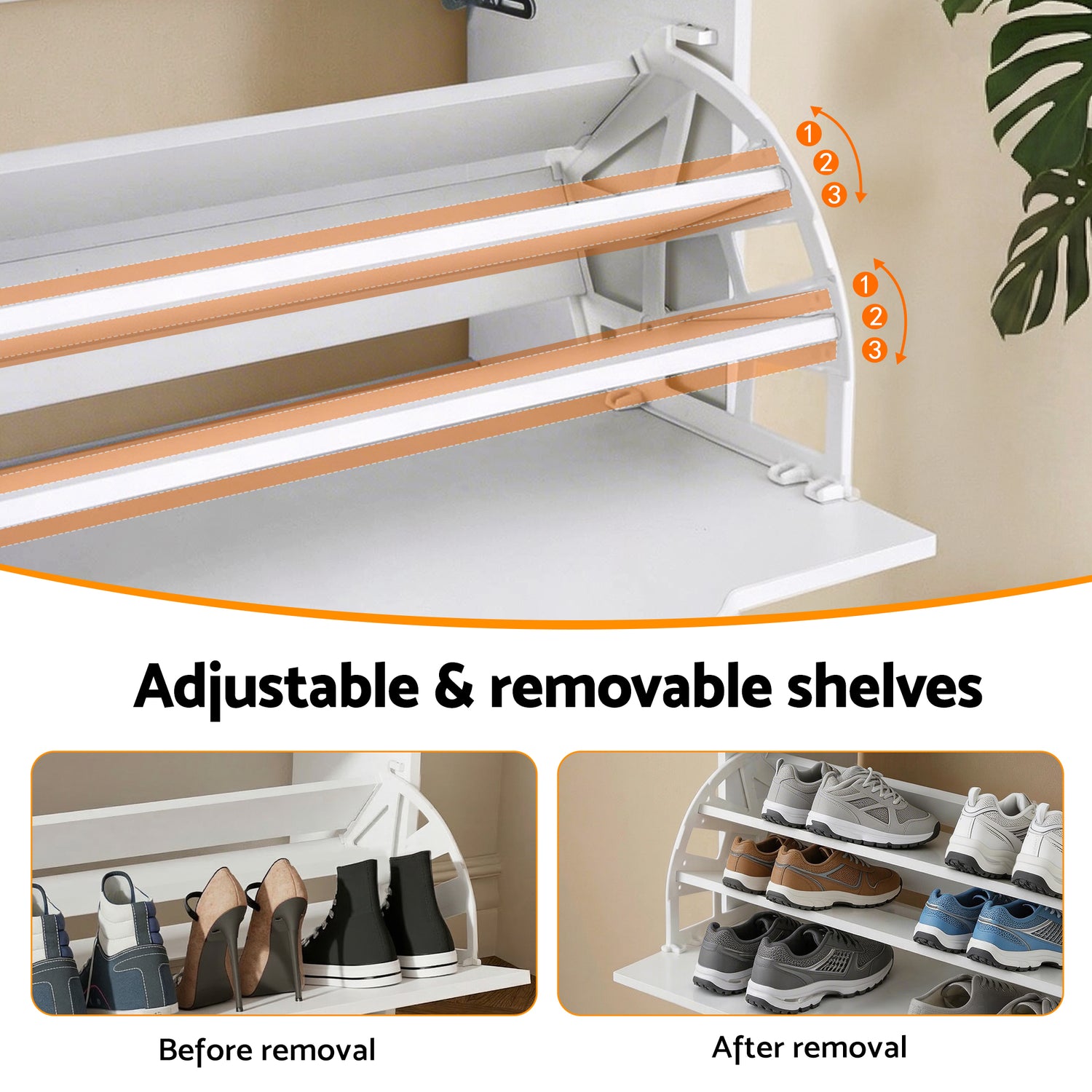 Artiss Shoe Rack Cabinet 24 Pairs Adjustable Shelf White-Furniture > Living Room > Shoe Storage-PEROZ Accessories