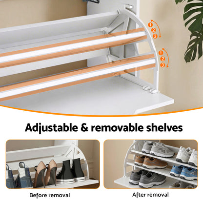 Artiss Shoe Rack Cabinet 24 Pairs Adjustable Shelf White-Furniture > Living Room > Shoe Storage-PEROZ Accessories