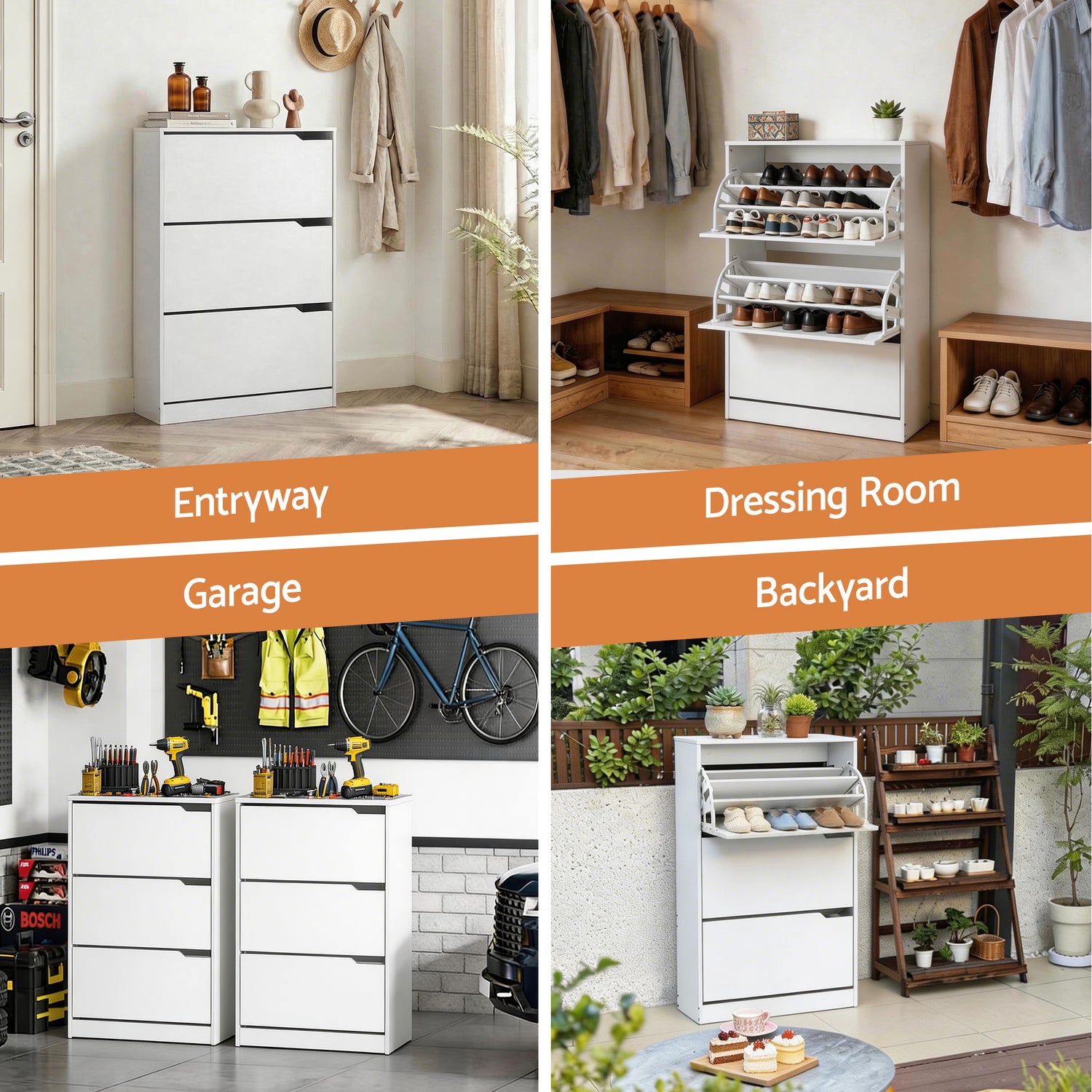 Artiss Shoe Rack Cabinet 24 Pairs Adjustable Shelf White-Furniture > Living Room > Shoe Storage-PEROZ Accessories