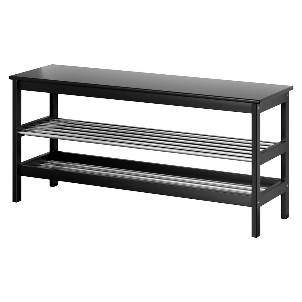 Artiss Shoe Rack Cabinet Bamboo Bench 10 Paris Black-Furniture &gt; Bedroom-PEROZ Accessories