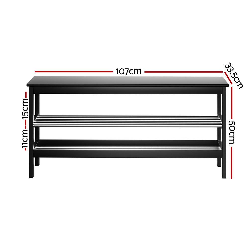 Artiss Shoe Rack Cabinet Bamboo Bench 10 Paris Black-Furniture &gt; Bedroom-PEROZ Accessories