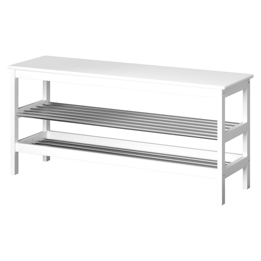 Artiss Shoe Rack Cabinet Bamboo Bench 10 Paris White-Furniture &gt; Bedroom-PEROZ Accessories