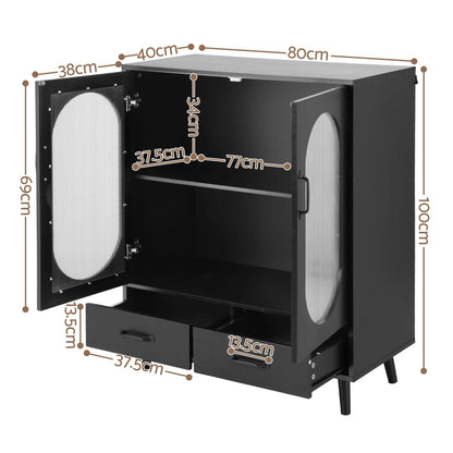 Artiss Buffet Sideboard Double Doors - Black-Furniture > Living Room-PEROZ Accessories