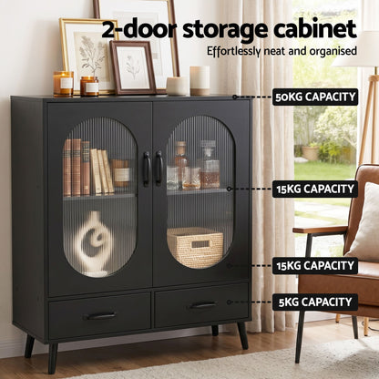 Artiss Buffet Sideboard Double Doors - Black-Furniture > Living Room-PEROZ Accessories