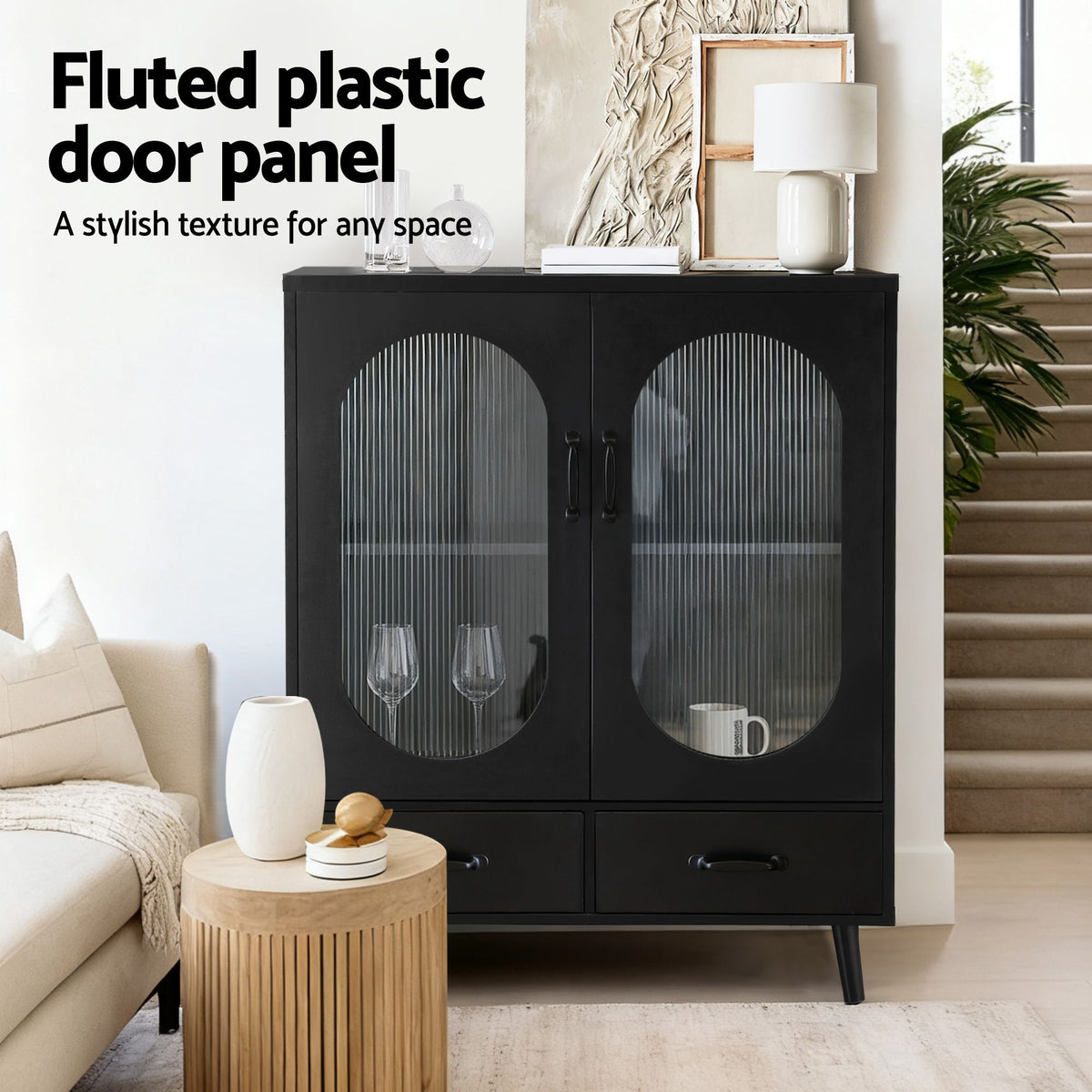 Artiss Buffet Sideboard Double Doors - Black-Furniture > Living Room-PEROZ Accessories