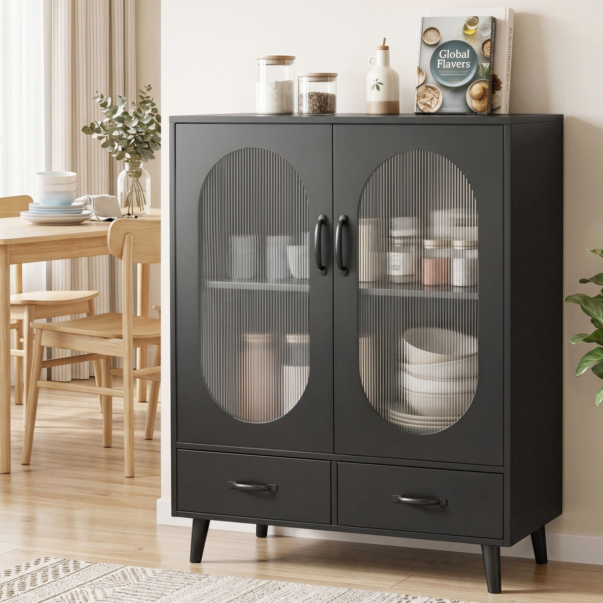 Artiss Buffet Sideboard Double Doors - Black-Furniture > Living Room-PEROZ Accessories