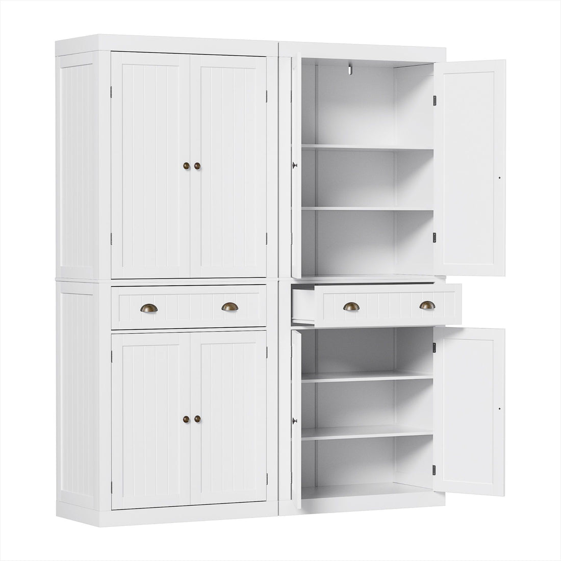 Artiss 2x Buffet Sideboard Cabinet 6-Tier Storage Pantry Cupboard Drawer White-Furniture > Dining > Buffets &amp; Sideboards-PEROZ Accessories