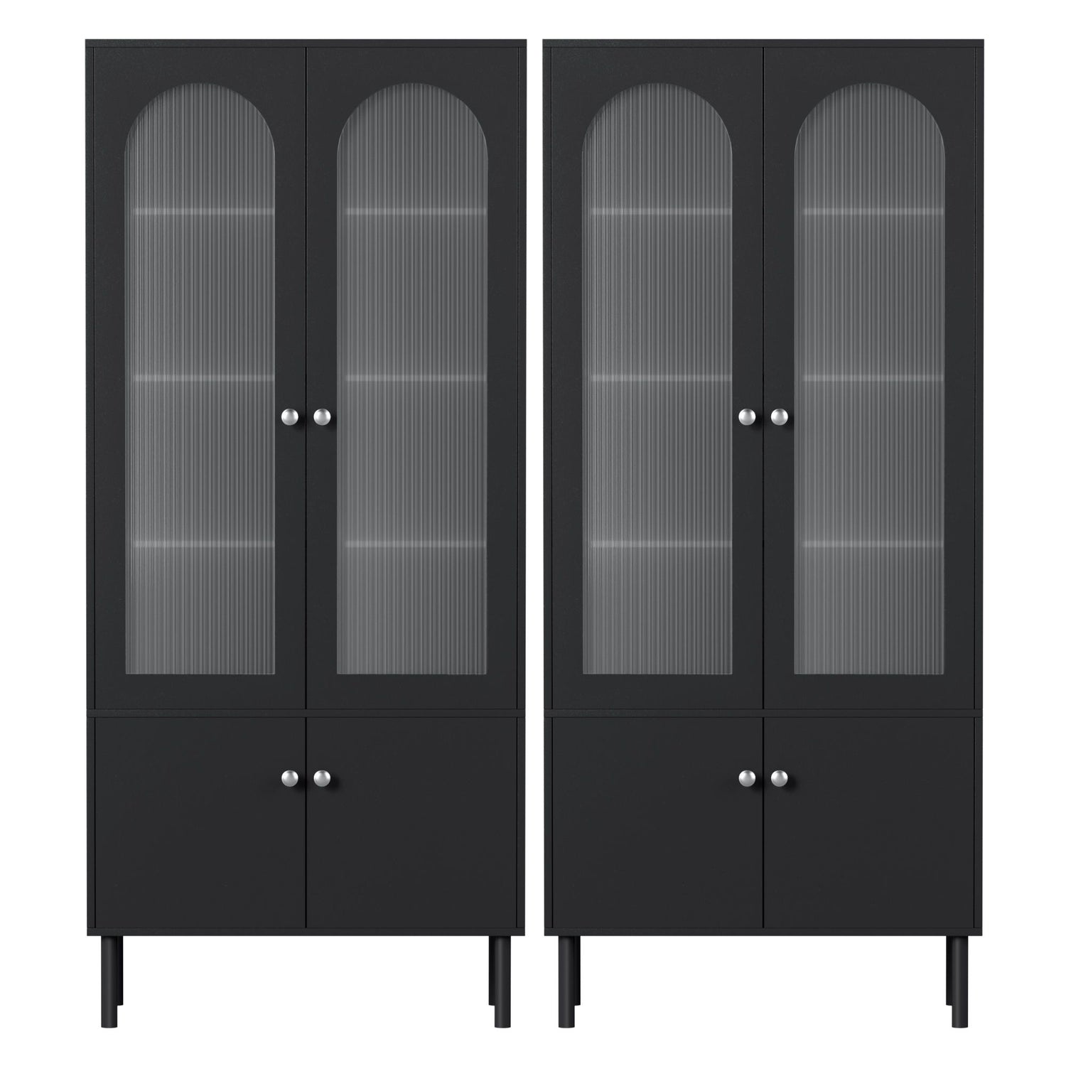 Artiss 2x Buffet Sideboard Cabinet Pantry 5-Tier Storage Cupboard Fluted Black