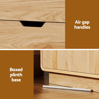 Artiss Buffet Sideboard Cabinet Storage Kitchen Cupboard Drawers Round Edge Oak-Furniture > Dining > Buffets &amp; Sideboards-PEROZ Accessories