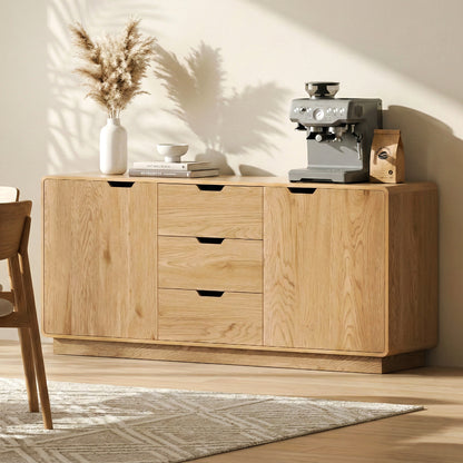 Artiss Buffet Sideboard Cabinet Storage Kitchen Cupboard Drawers Round Edge Oak-Furniture > Dining > Buffets &amp; Sideboards-PEROZ Accessories