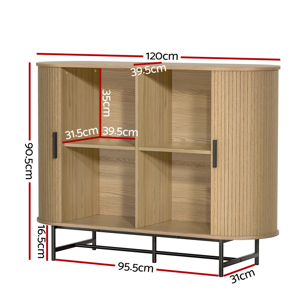 Artiss Buffet Sideboard Cupboard Cabinet Sliding Doors Pantry Storage Oak PIIA-Furniture &gt; Living Room-PEROZ Accessories