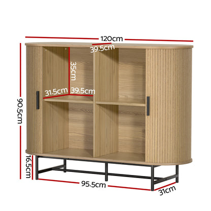 Artiss Buffet Sideboard Cupboard Cabinet Sliding Doors Pantry Storage Oak PIIA-Furniture &gt; Living Room-PEROZ Accessories
